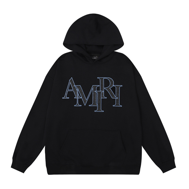 アメリカンストリート Amiri ニッチハイストリート男性と女性のカップルソリッドカラーコットンプリントプルオーバースウェットシャツレトロパーカー|undefined