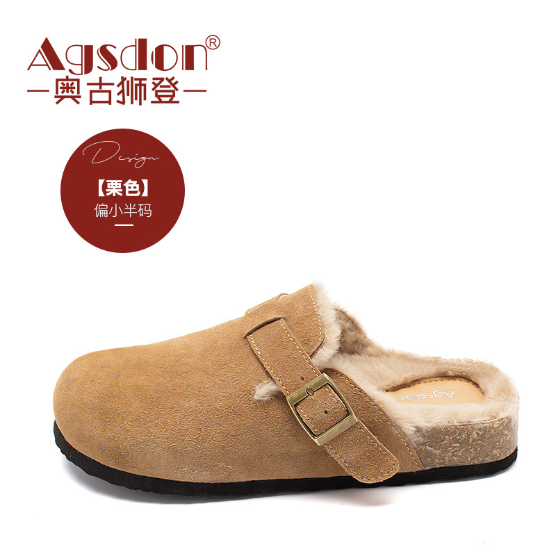 Augu Lion Deng Xiaoping zapatillas de terciopelo 2026 nuevas zapatillas de lana suave de un pie de primavera zapatillas de lana Bocken