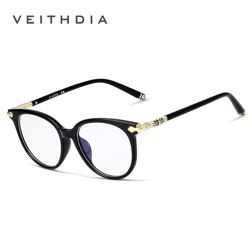 VEITHDIA moda tallada ordenador espejo óptico gafas marco TR90 llano retro gafas fabricante en stock 8003