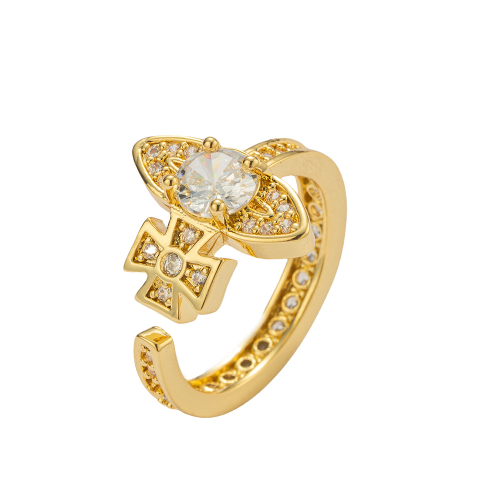Adjustable Empress Saturn Diamond Ring For Women High End Zircon_voghion.com