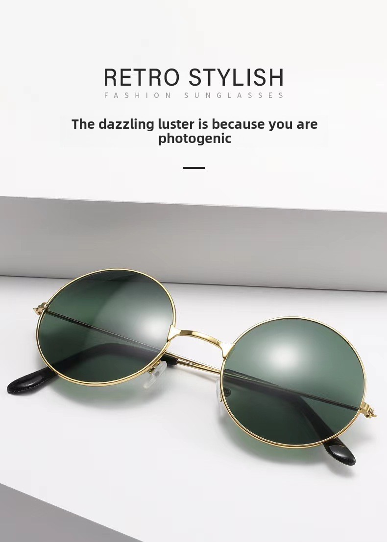 Retro Runde Metall Sonnenbrille Sonnenbrille Neue Unisex Flache Brille Farbe Marine Brille Großhandel_voghion.com