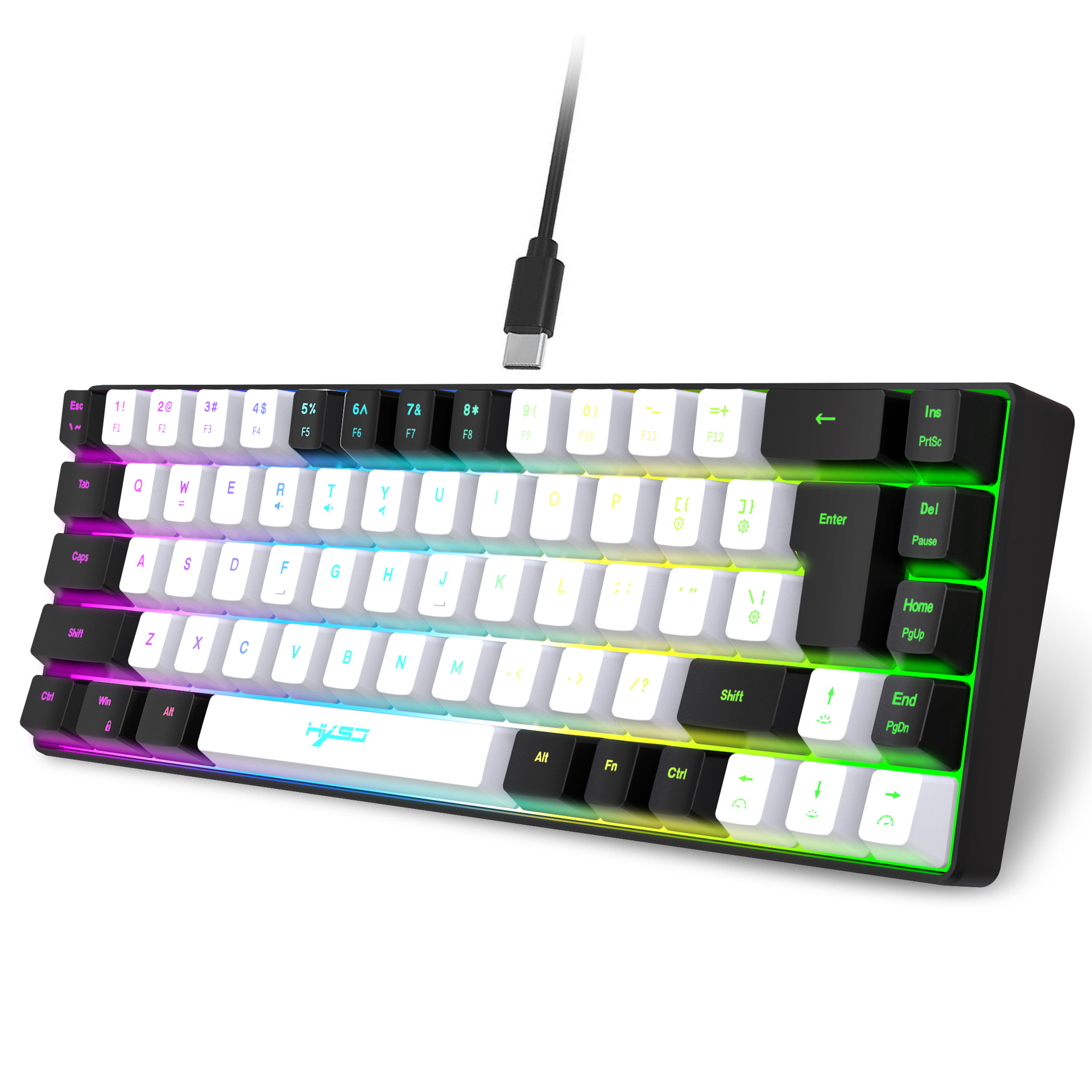 2023 Nieuwe gamingfilm 68 toetsen Kabelscheiding RGB-achtergrondverlichting Multifunctioneel bedraad toetsenbord_voghion.com