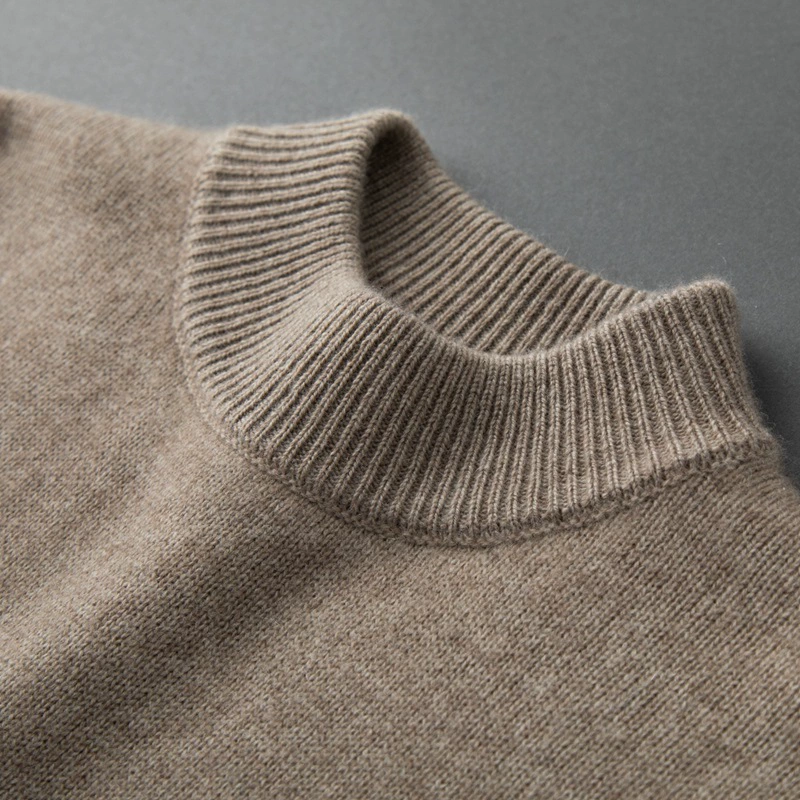 Colored cashmere fashionable knitted sweater, increased thickness, high collar