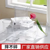 Transparent Square Hydroponic Vase, Desktop Shatterproof Planter, Multiple Sizes (8–30 cm)