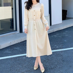 2025 韓国秋服新スタイル少し太った大きいサイズルーズニットロングセータードレスセレブ Xiaoxiangfeng 婦人服