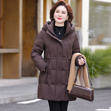 专柜冬季防寒中老年羽绒服女2025新款收腰显瘦妈妈白鸭绒加厚外套