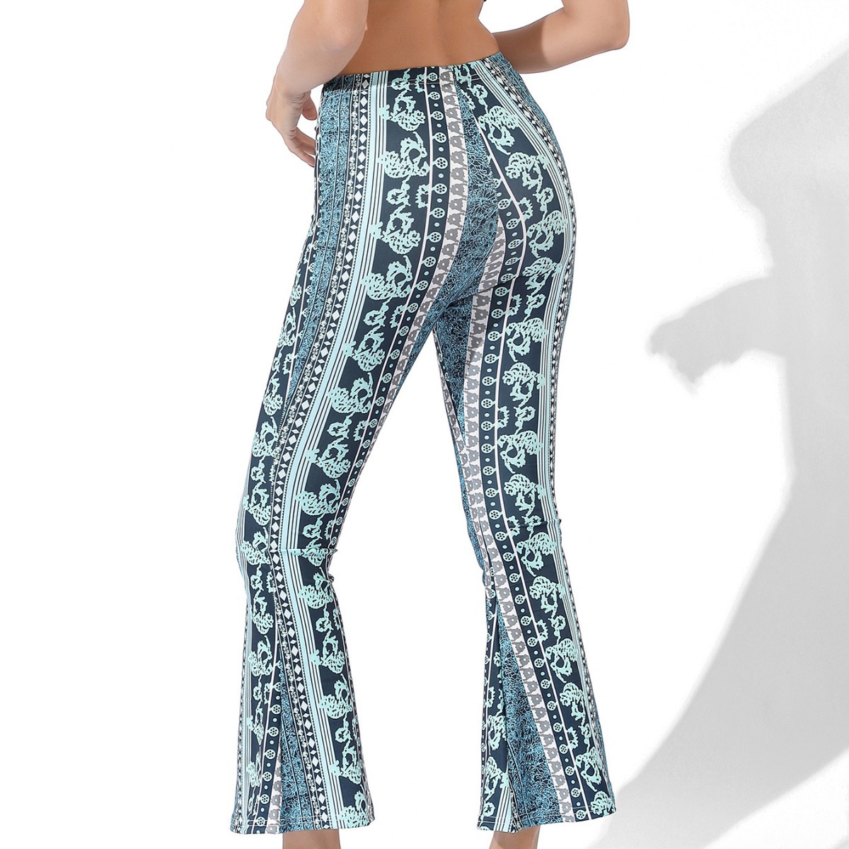 Pantaloni da yoga da donna stampa digitale elasticizzati allenamento per la danza shopping casual piccoli pantaloni da yoga freschi leggings con fondo a zampa d'elefante_voghion.com