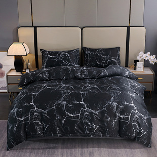3pcs100% polyester printed black marble quilt cover three-piece cross-border online store export bedroom cross-border foreign trade