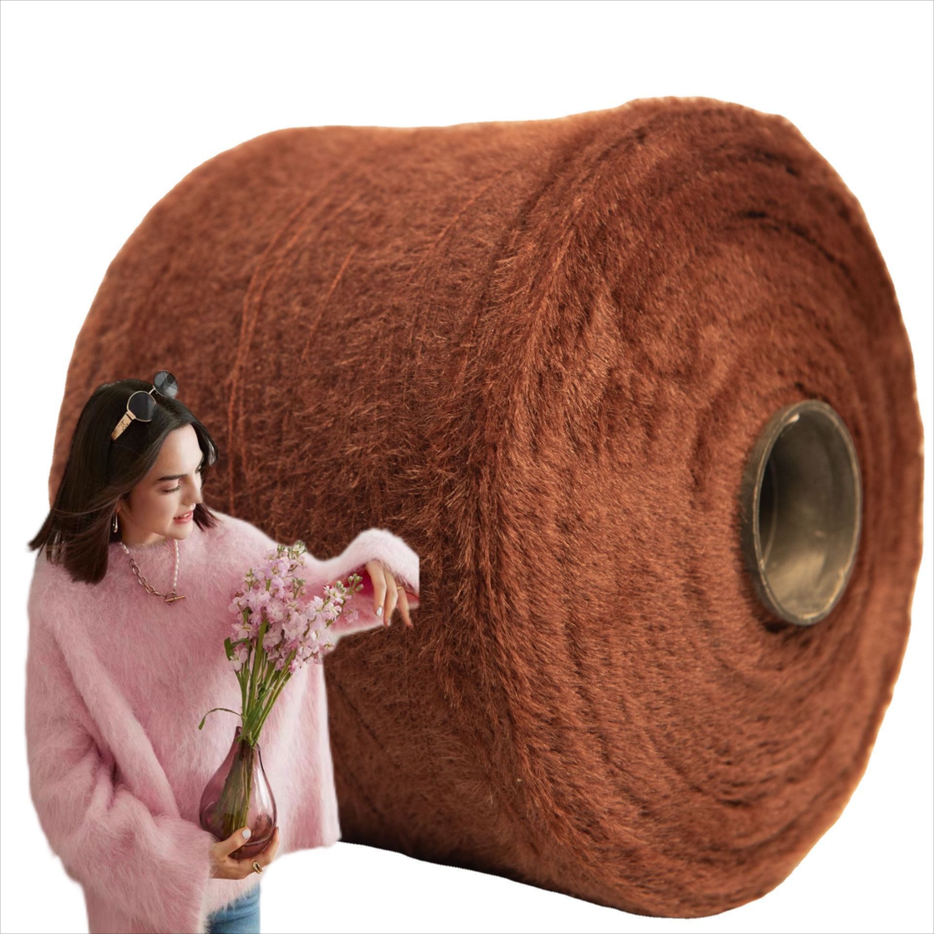 直销4厘米仿貂花式纱特种纱锦纶羽毛纱卷毛帽子秋冬装毛衣围巾