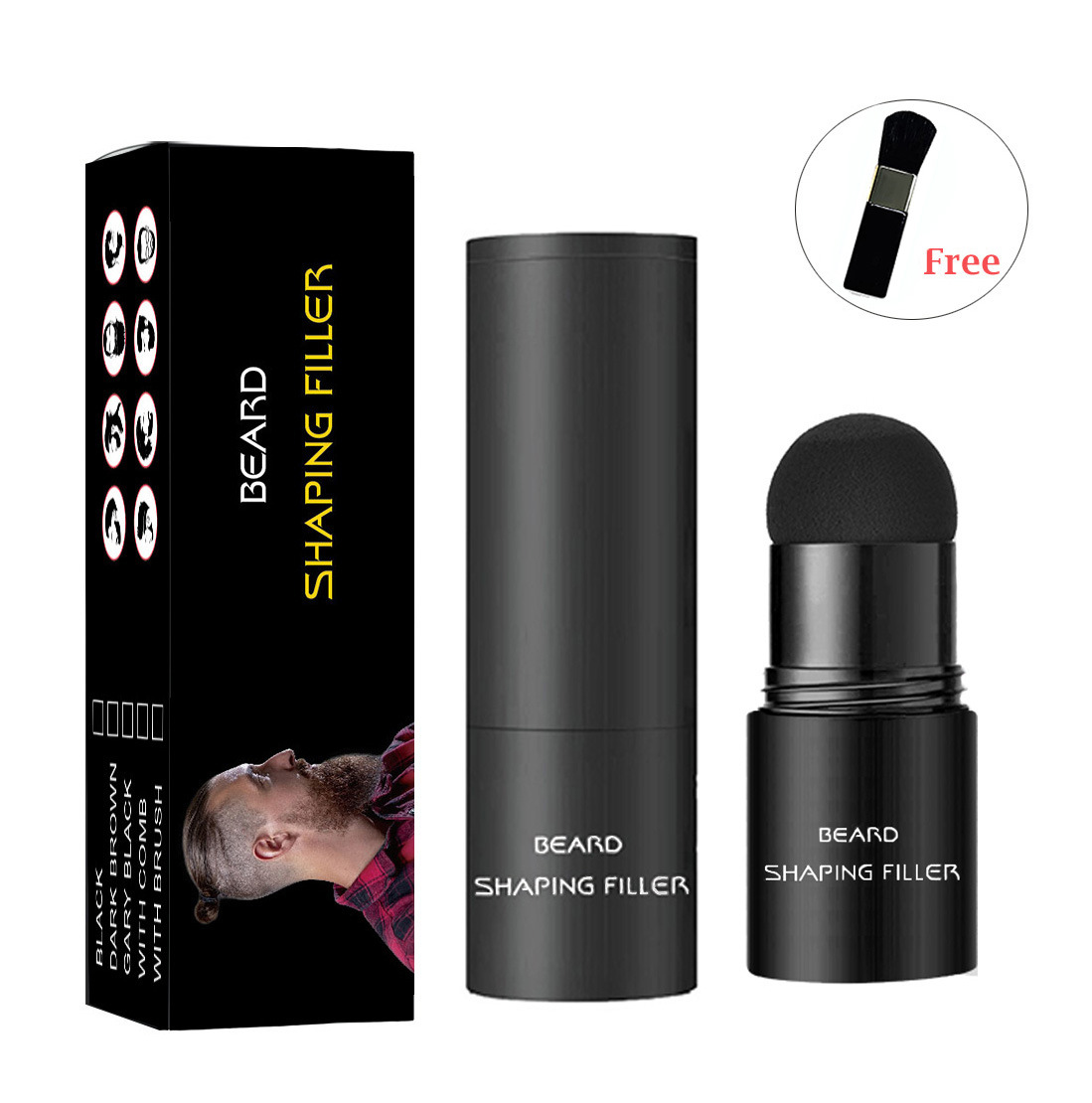 新款胡子浓密粉胡须填充加密棒胡子造型遮瑕膏胡子印章自己的配方