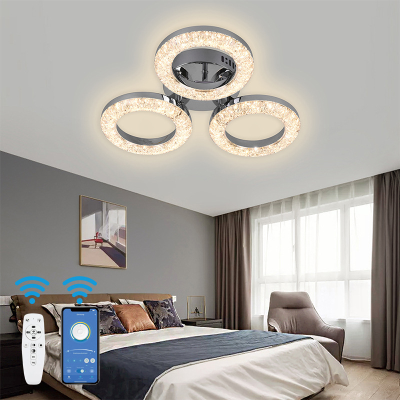 Ventas transfronterizas de lujo ligero estilo redondo iluminación de techo luminosa sala de estar dormitorio decoración redonda LED iluminación de techo