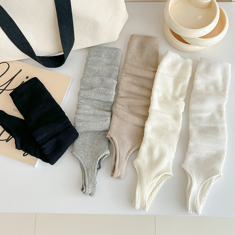 miu風薄款踩腳襪套灰色堆堆襪ins潮襪雙針小腿襪女