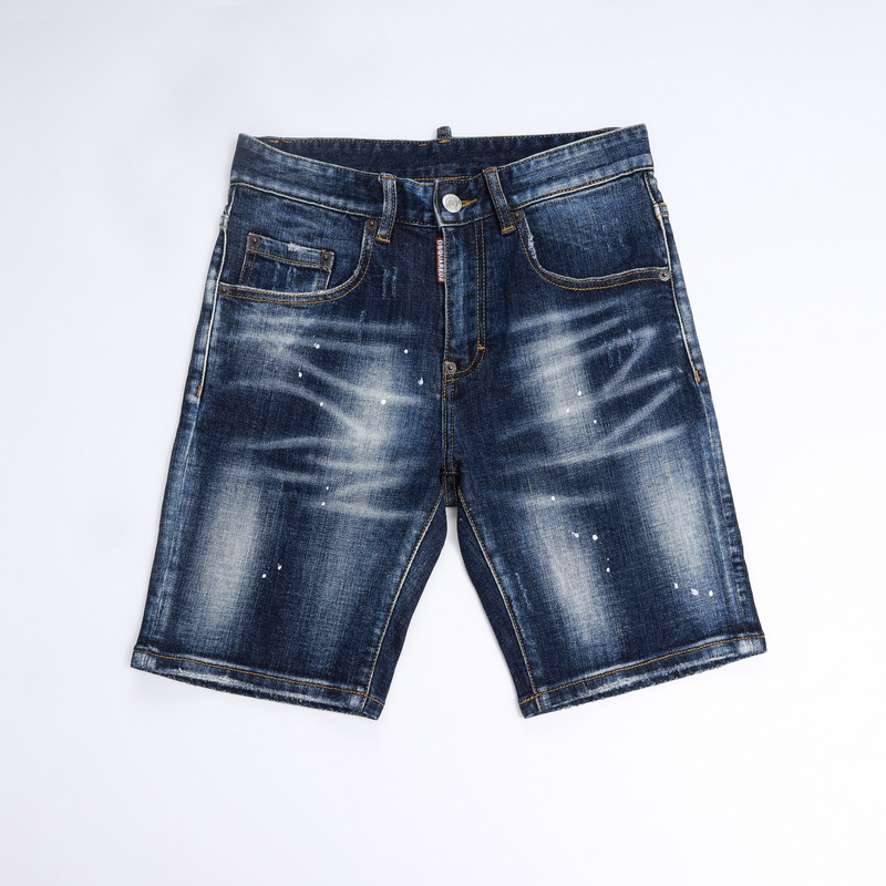 2025 Splash-Ink Foreign Trade Ripped Guangzhou Five-Point Hole Scratch Patch College Student D2 Quality Denim Shorts 5 Points 2025 Splash-Ink Foreign Trade Ripped Guangzhou Five-Point Hole Scratch Patch College Student D2 Quality Denim Shorts 5 Points