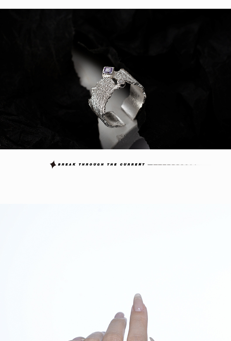 Fashion Geometric Sterling Silver Plating Zircon Open Ring 1 Piece