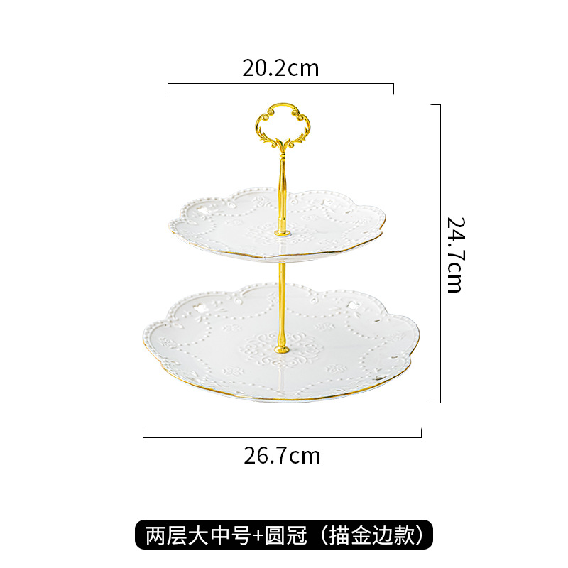 Luz de lujo cerámica de doble capa plato de aperitivos hogar sala de estar mesa de café pastel mesa de postre merienda creativa fruta seca plato de decoración de frutas