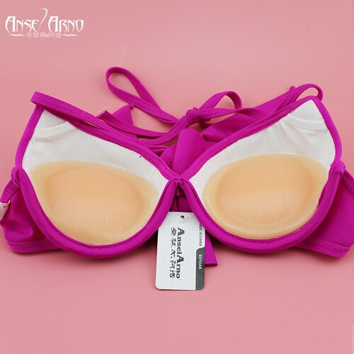 Invisible thickened silicone bra push-up swimsuit waterproof bikini underwear fake breast support to show big breast pad sponge insert