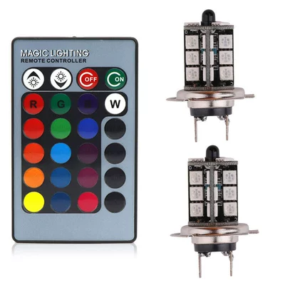 H1H3H4H7H8H119005880881 Car Front Fog – Fog lamp - h7-27-light-remote-control-colorful-2-piecesset