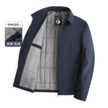 爸爸秋冬款棉服加厚加绒男士夹棉翻领夹克外套冬季保暖中老年男装
