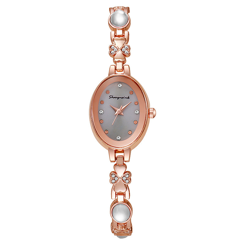 Joyería de lujo ligera con diamantes de cuarzo oval reloj de pulsera de mujer de alto valor visual temperamento de moda simple
