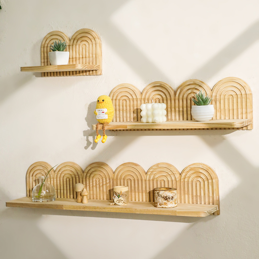 Nuevos productos transfronterizos roscados de madera sólida creativos de pared estantes de flores de madera artesanía de decoración del hogar colgantes