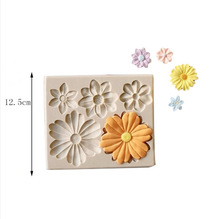 母亲节小雏菊花朵型翻糖黏土滴胶巧克力硅胶模具樱花烘焙蛋糕装饰