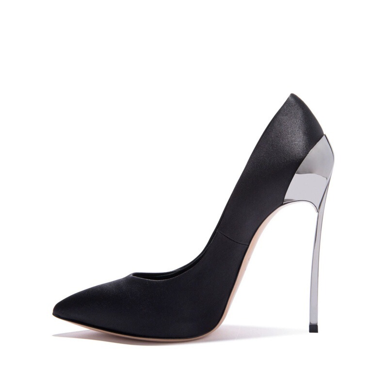 European and American Export Pointed-Toe Steel-Heeled High Heels, Thin Heels, Size 45, Irregular-Shaped Heels, Satin Surface, Runway Fashion, Elegant Single Shoes European and American Export Pointed-Toe Steel-Heeled High Heels, Thin Heels, Size 45, Irregular-Shaped Heels, Satin Surface, Runway Fashion, Elegant Single Shoes
