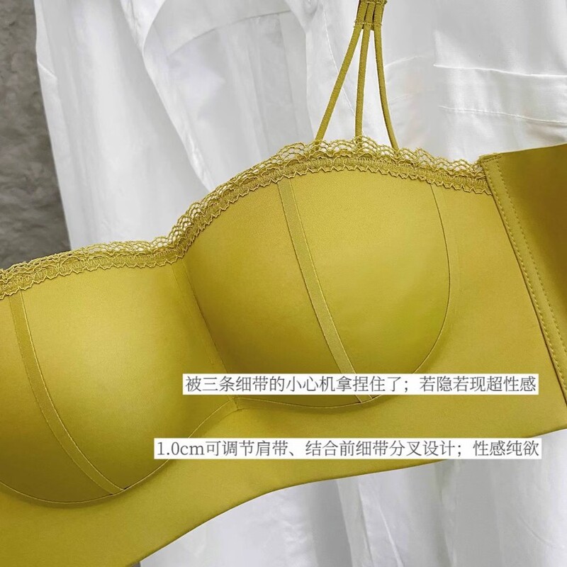 小香风手掌半杯抹胸内衣女小胸聚拢显大薄款无痕裹胸防走光文胸罩|undefined
