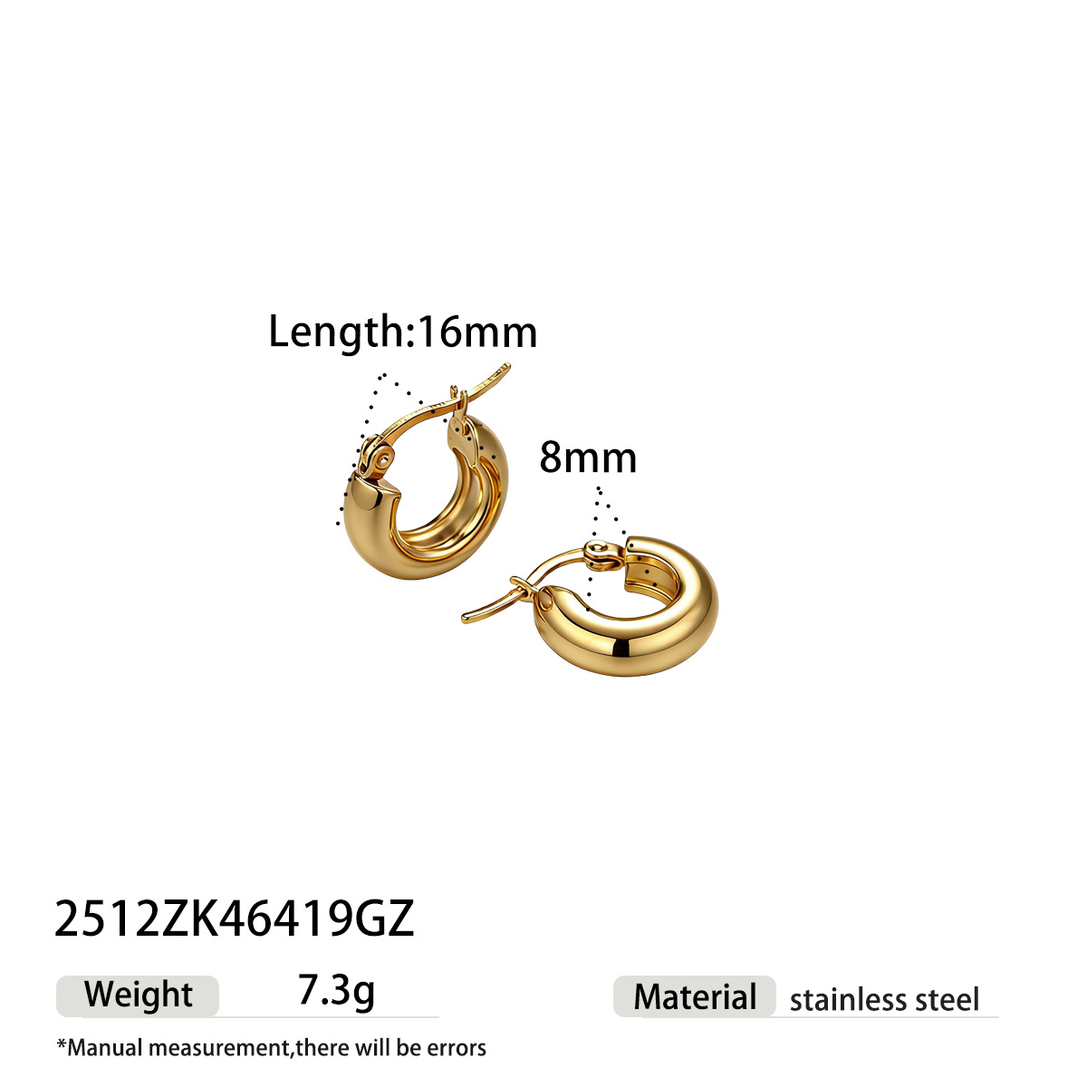 Taina europa y americana pendientes de acero inoxidable nicho de alta calidad estilo anillo personalidad oro y plata de doble color joyas de acero de titanio