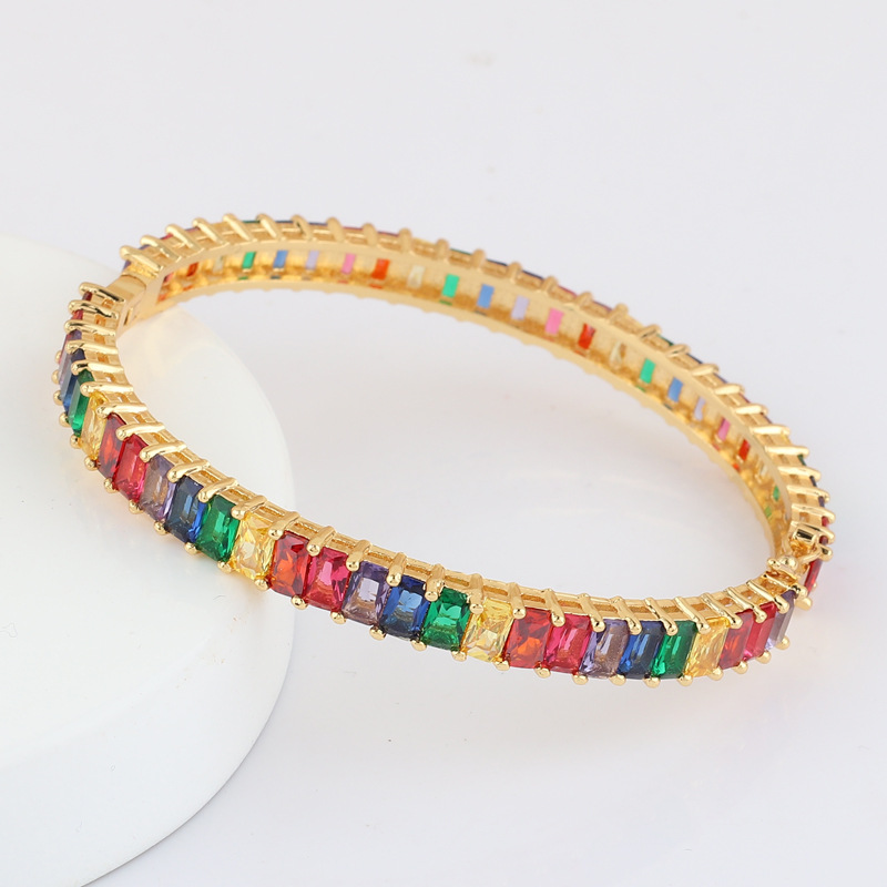 Fashion Geometric Copper Rings Bangle Inlay Zircon Copper Bracelets