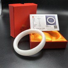 汉白玉手镯批发四川白手镯特价羊脂白天然玉器中式玉镯送纸盒证书