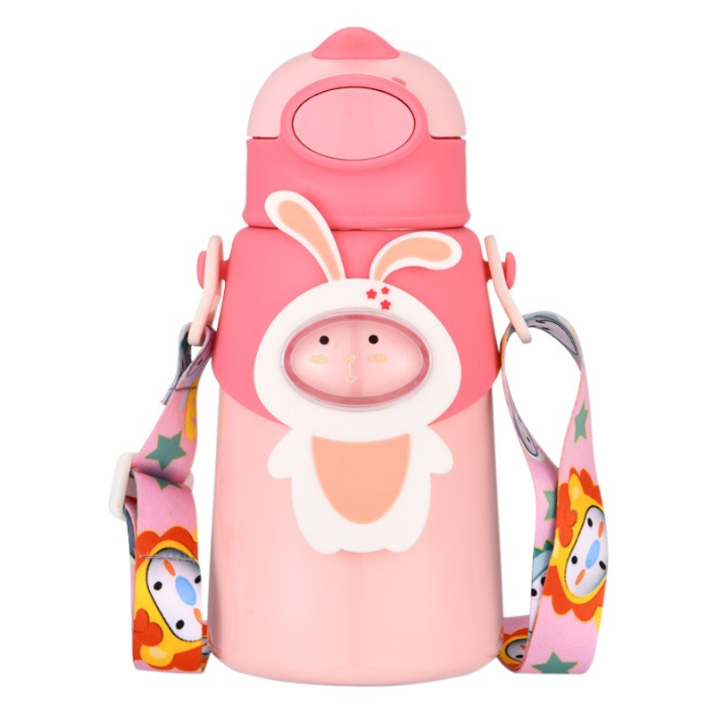 Taza de agua aislada para niños 316 acero inoxidable de calidad alimentaria gran vientre taza de paja nueva correa bebé escuela hervidor