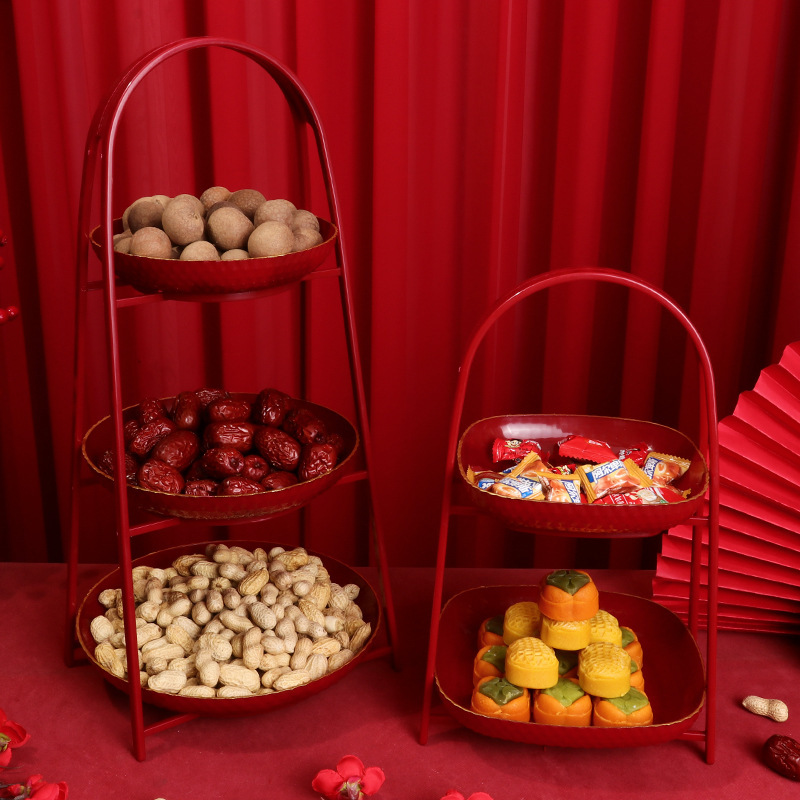 Housewarming Multi-layer Fruit Plate suit Engagement Candy Dried Fruit Plate Moving Living Room Decoration Red Wedding Articles
