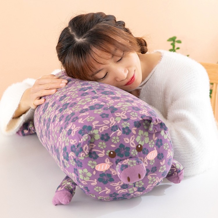 Soft Floral Pillow Cushion Pig Doll Three-Layer Gauze Pillow Side Sleeping Leg Pillow Decorative Home