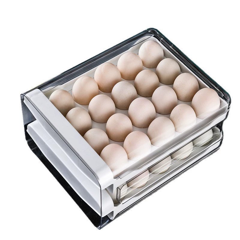 Refrigerator egg storage box drawer -style fresh -keeping box kitchen egg box Furnishing egg -stacked egg bracket double -layer egg shelf