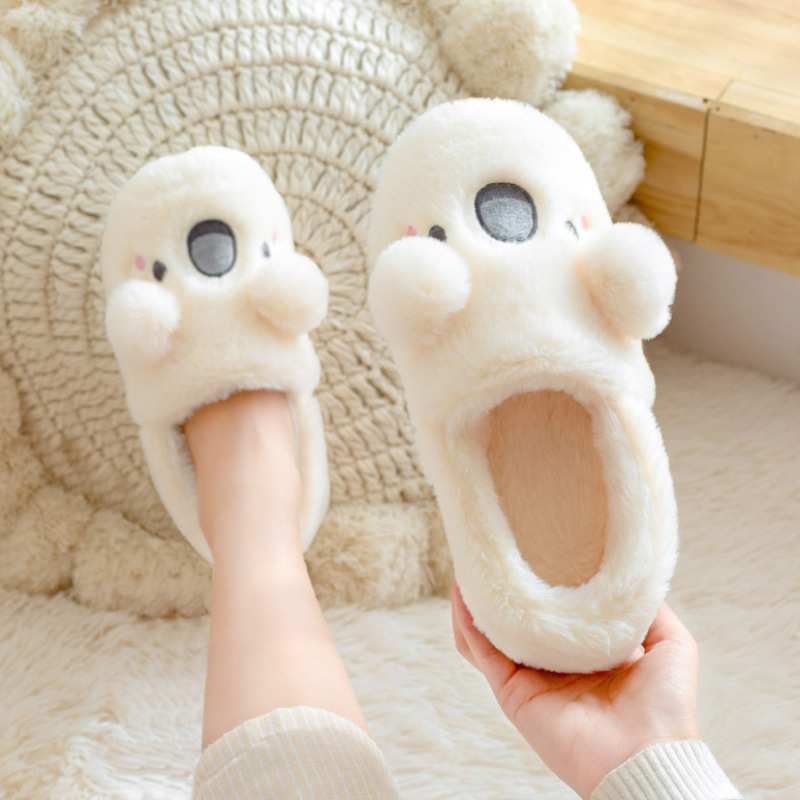 Cotton slippers women's bag heel winter cute plush home shoes autumn and winter thick bottom non-slip warm winter indoor confinement shoes