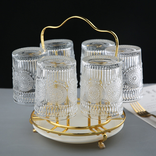 Light luxury metal cup rack storage rack glass cup household water cup holder cup storage wine glass rack upside down drain rack