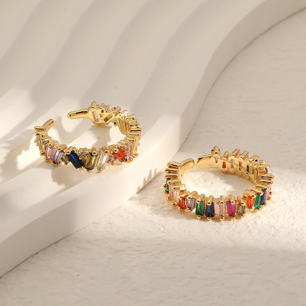 Fashion Geometric Copper Open Ring Inlay Zircon Copper Rings