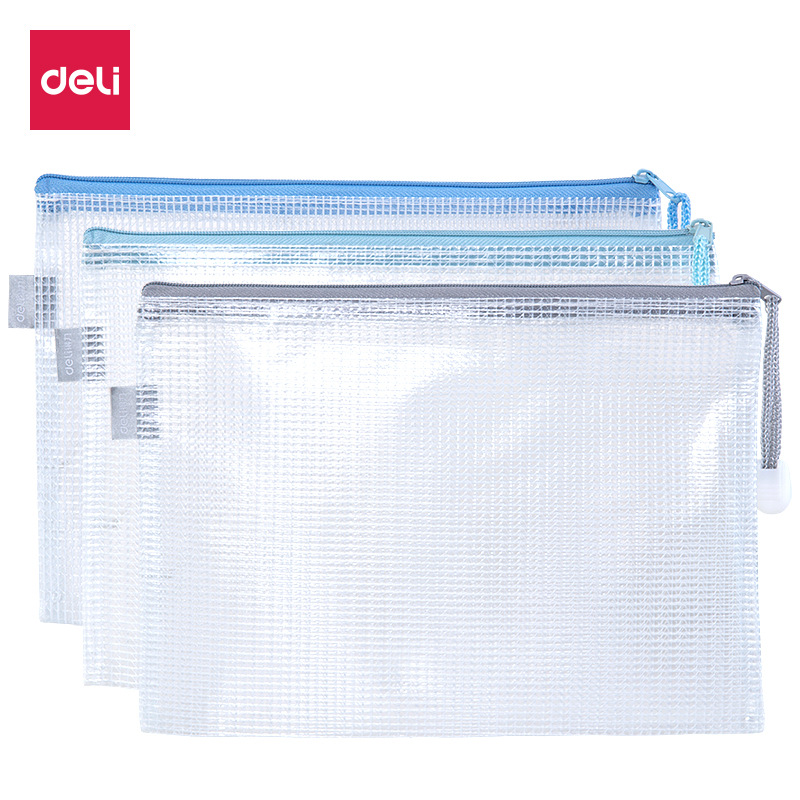 63451 bolsa de cremallera de PVC transparente bolsa de almacenamiento de rejilla A5 bolsa de archivo cartera cremallera bolsa estudiante