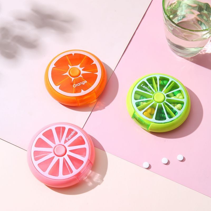 Travel portable rotating 7-grid small pill box pill box storage box 7-grid portable pill box printing