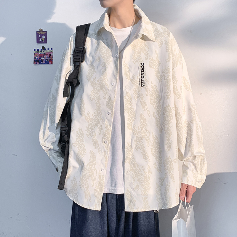 봄가을 트렌디 브랜드 인스 스타일 셔츠 남성 긴팔 루즈핏 청년 셔츠 트렌디 셔츠 자켓 다림질 필요없는 빠른 배송