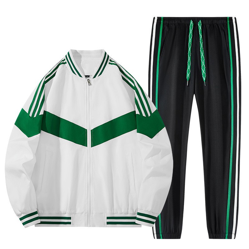Conjunto deportivo de tres rayas para hombre, estilo coreano, informal, moderno, de dos piezas, con chaqueta y pantalones largos, para primavera y otoño.