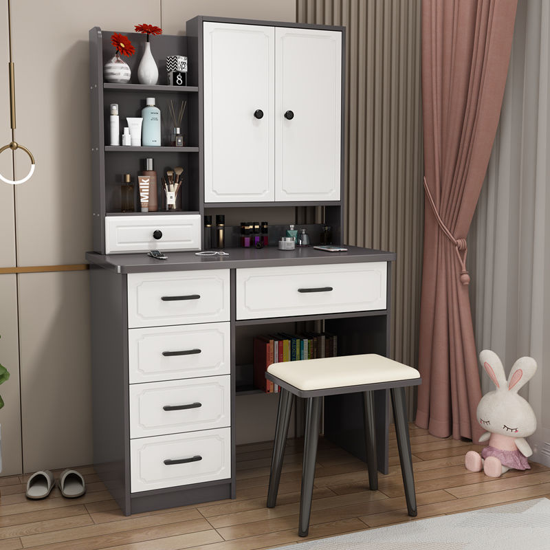 Nórdico blanco red red comedor dormitorio pequeño armario tabla plegable espejo escondido inteligente simple lámpara LED