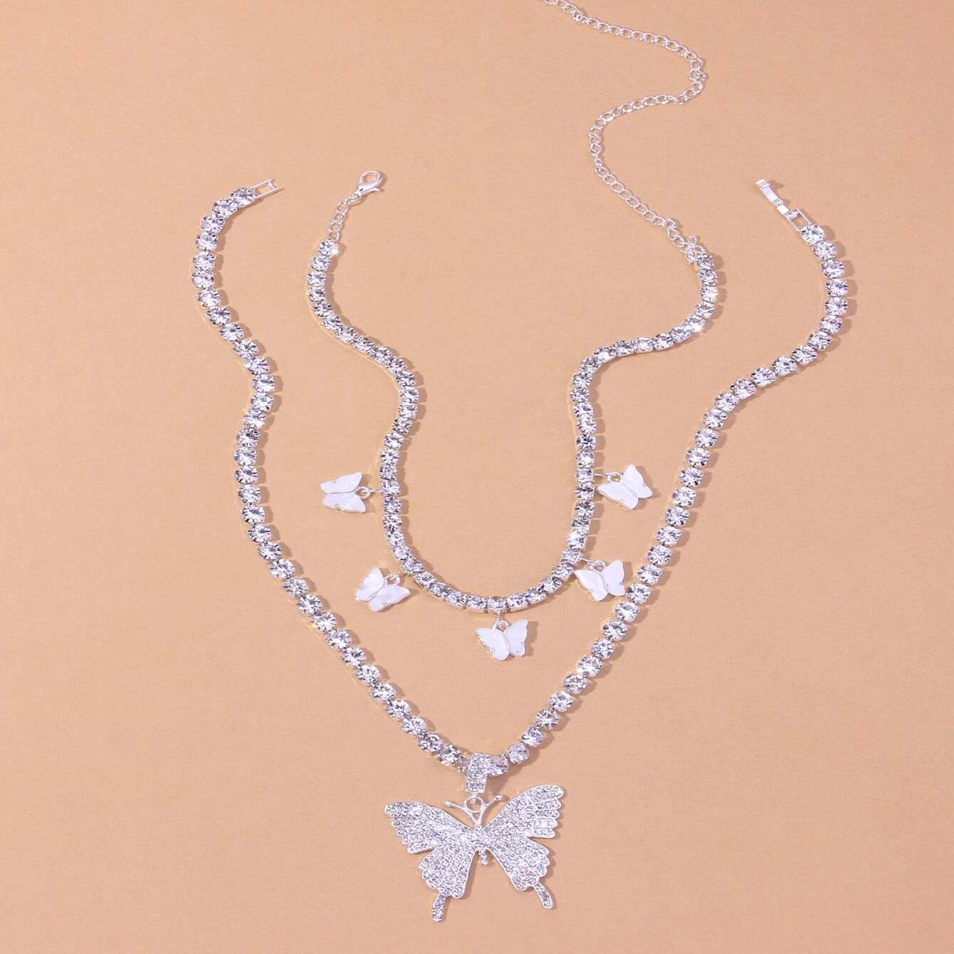 Mehrlagige Kristall-strasshalskette Für Damen Modeschmuck_voghion.com