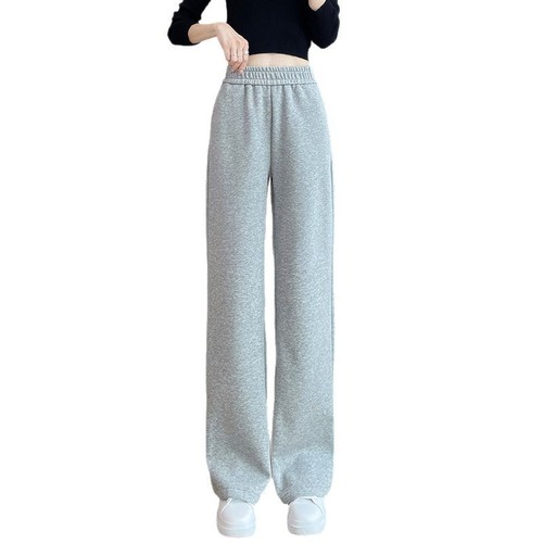Gray Sports Wide-Leg Pants for Women, 2025 Spring/Summer New Arrival, Trendy Thin Pants for Women, Straight-Leg Pants for Spring/Summer, Casual Sweatpants