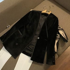 ヨーロッパ駅の対外貿易yi線の最後の切り抜きはシルクのモデルのスーツのコートのvネックのスーツの修身のコートの婦人服を詰めます。