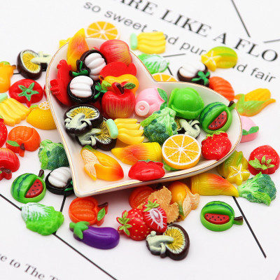 樹脂飾品配件福袋 卡通水果蔬菜配件  兒童發夾發圈手機殼材料