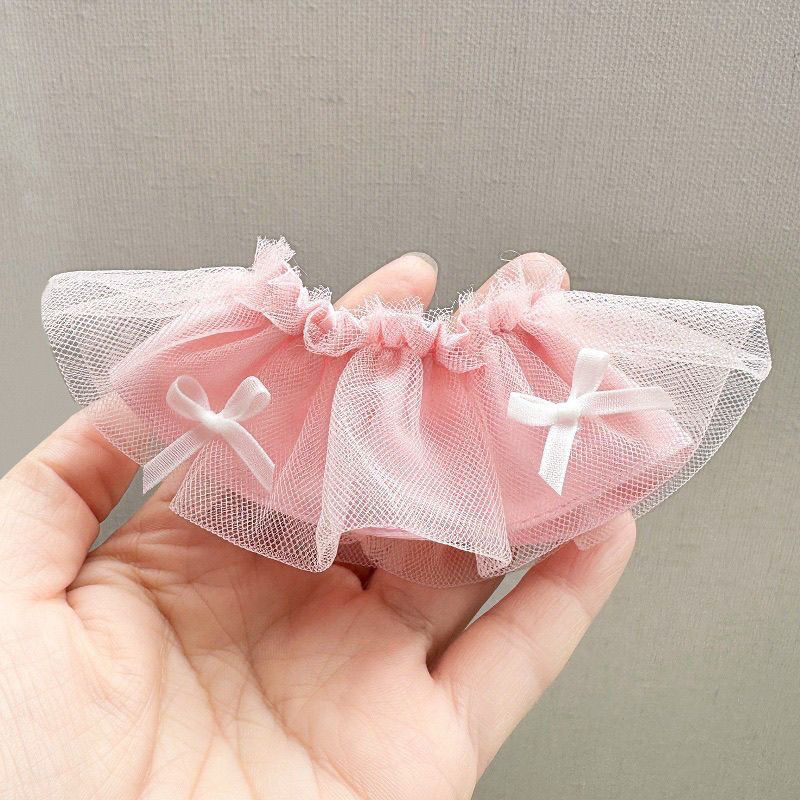 Pink double bow mesh skirt