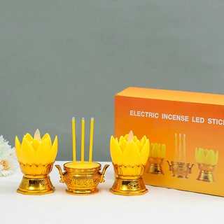 莲花灯led仿真电子香炉蜡烛摇摆货源泰国candle烛台佛诞节