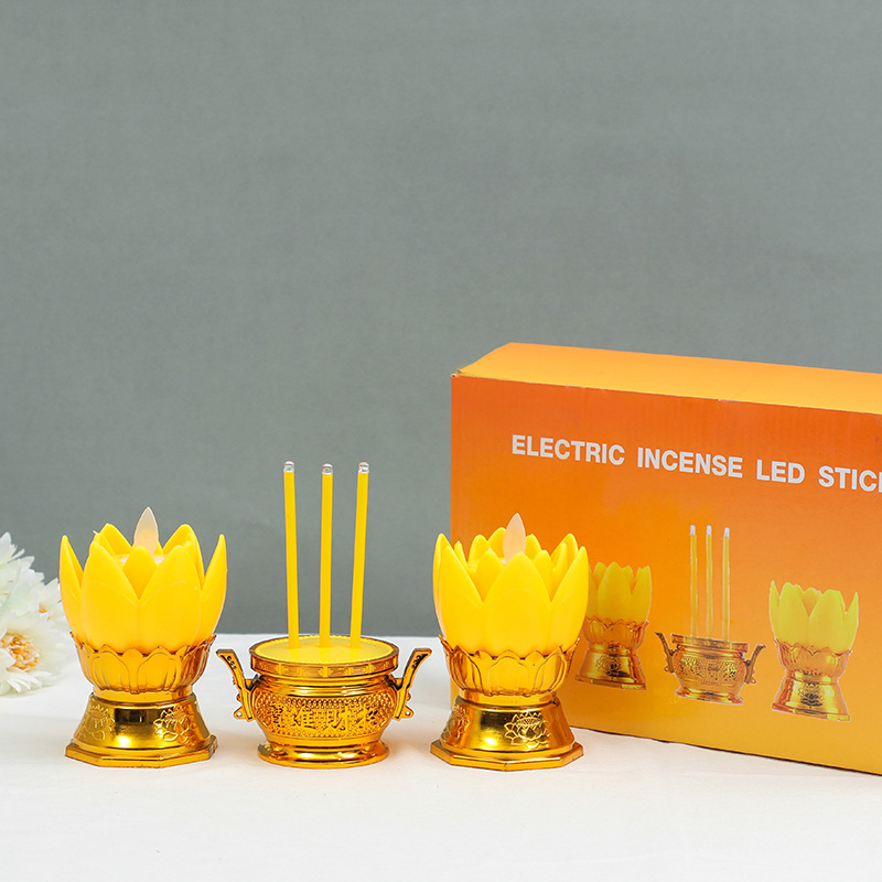 Lámpara de loto LED simulación electrónica quemador de incienso vela swing transfronterizo e-commerce suministro Tailandia vela candelabro