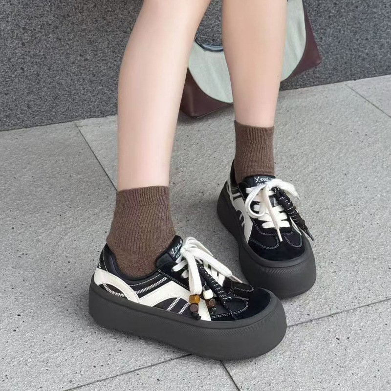 真皮德训鞋女2025秋季厚底增高运动鞋女休闲百搭小白鞋户外女鞋|undefined